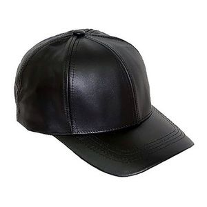 BRAND NEW FAUX LEATHER BLACK BASEBALL DAD ADJUSTABLE CAP SNAPBACK